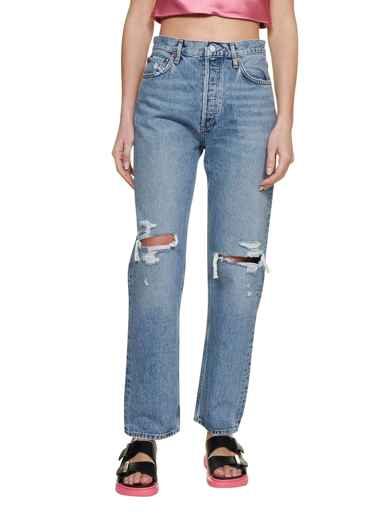 AGOLDE Distressed Straight-Leg Jeans