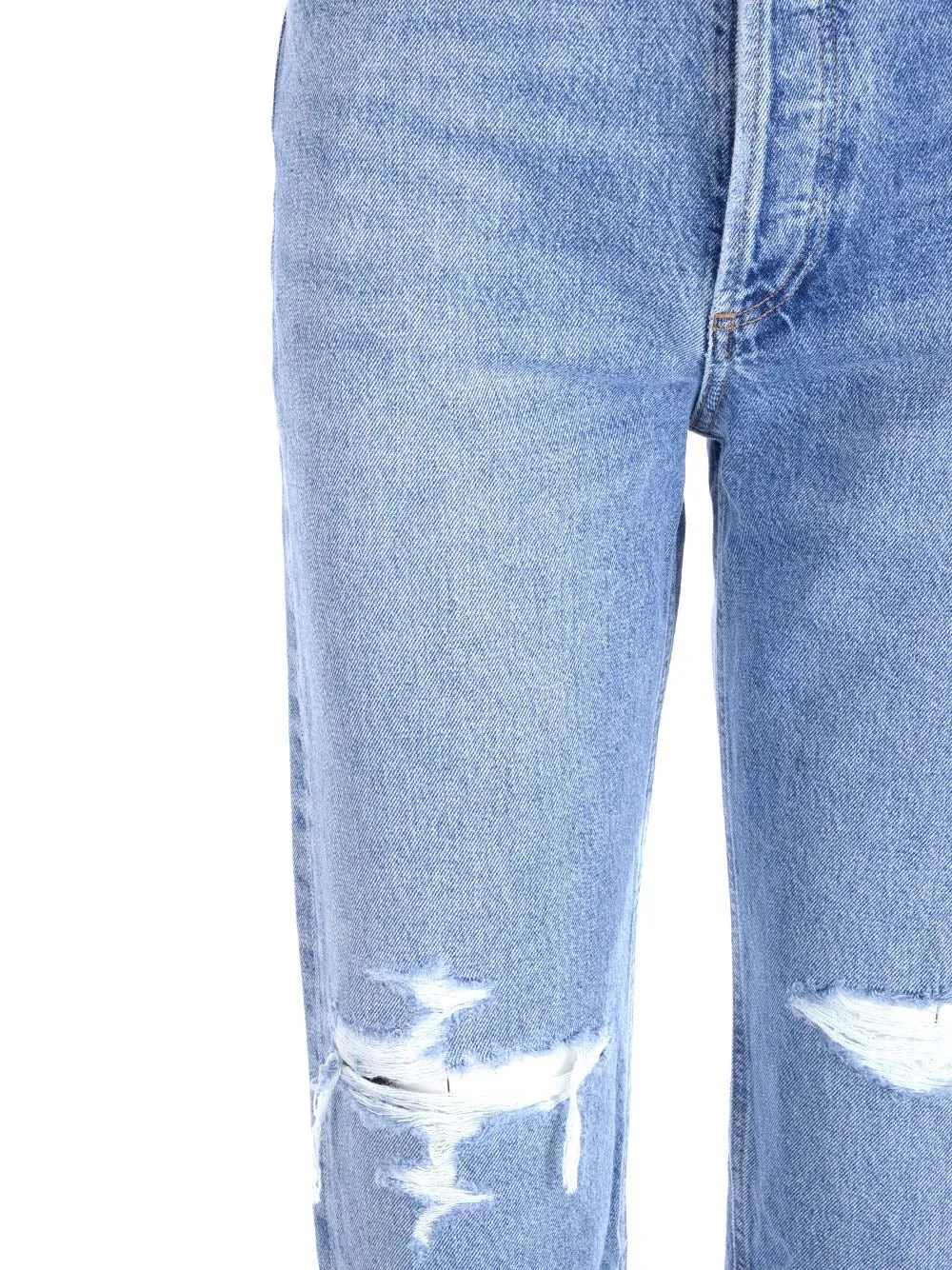 AGOLDE Mid-Rise Distressed Cropped Jeans