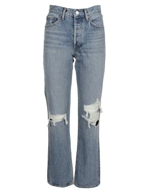 AGOLDE Straight Leg Ripped Jeans