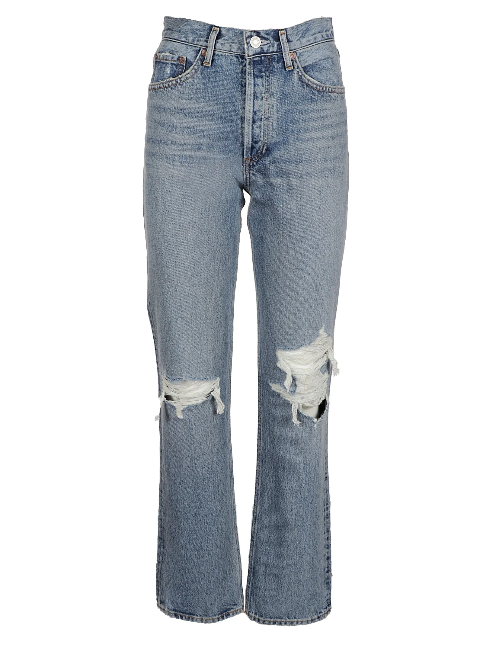AGOLDE Straight Leg Ripped Jeans