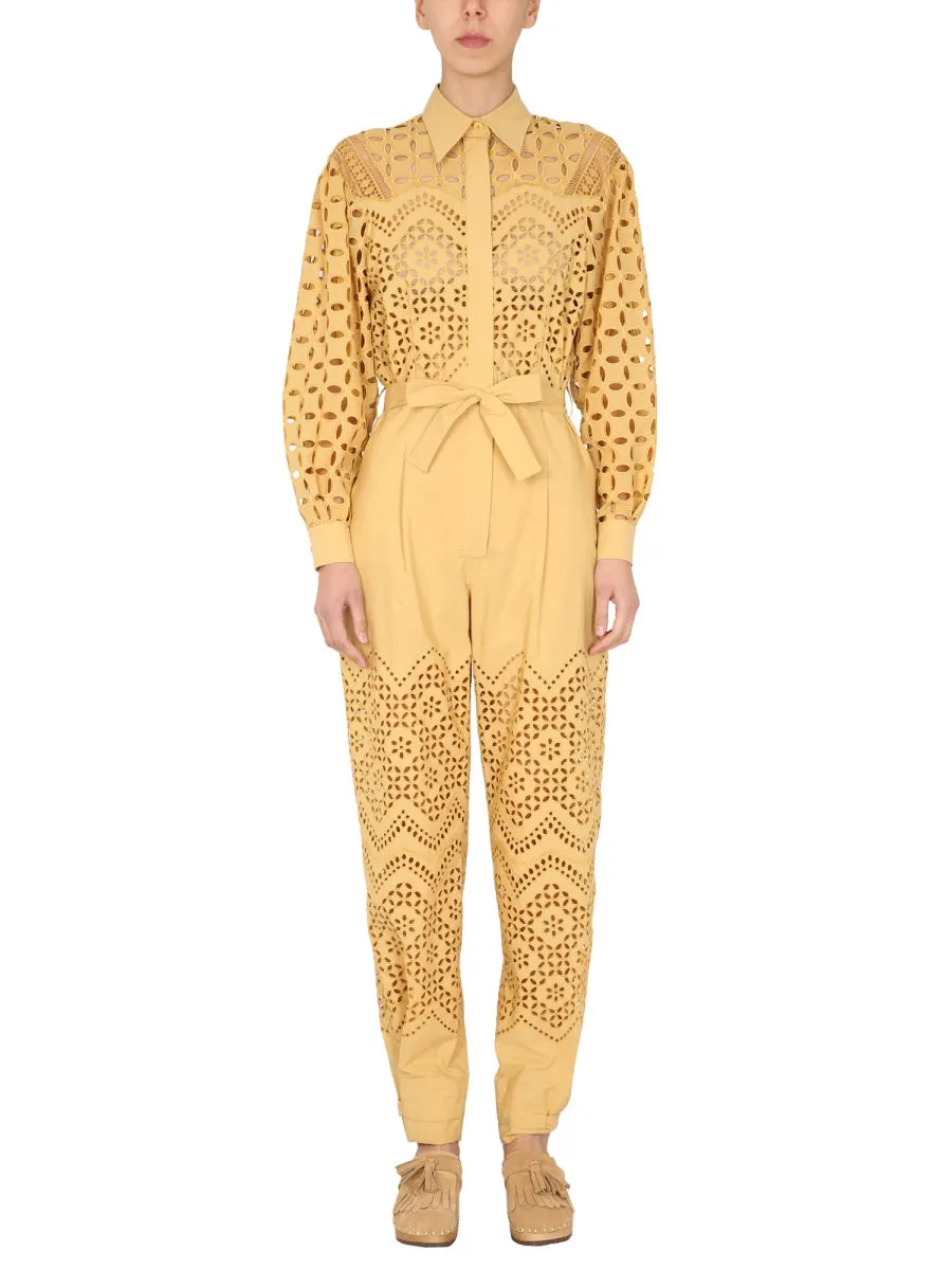 Alberta Ferretti Embroidered Detail Belted Jumpsuit