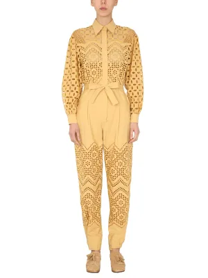 Alberta Ferretti Embroidered Detail Belted Jumpsuit