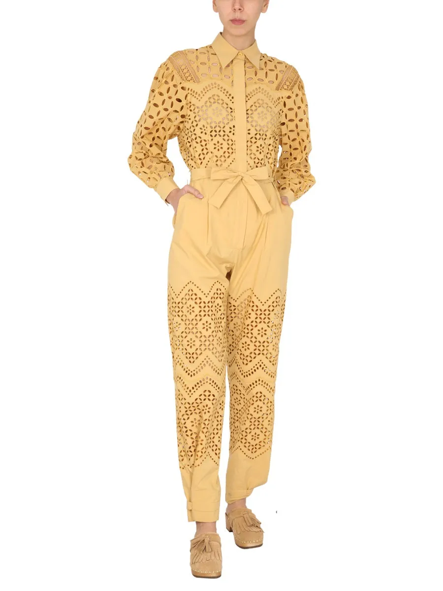 Alberta Ferretti Embroidered Detail Belted Jumpsuit