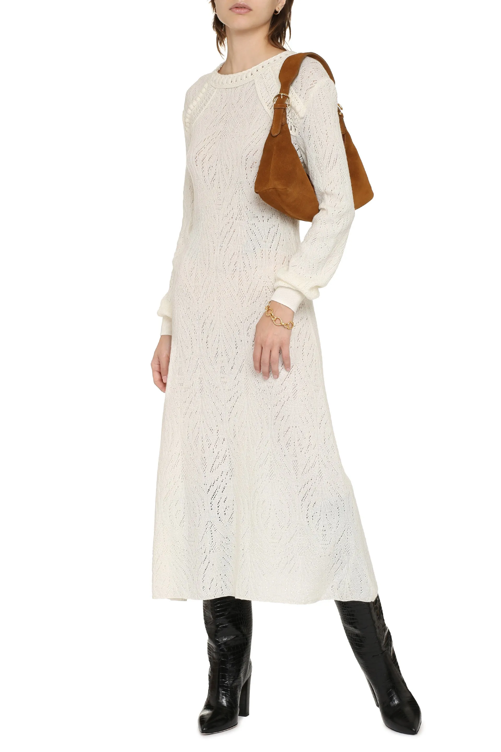 Alberta Ferretti Openwork Knit Dress