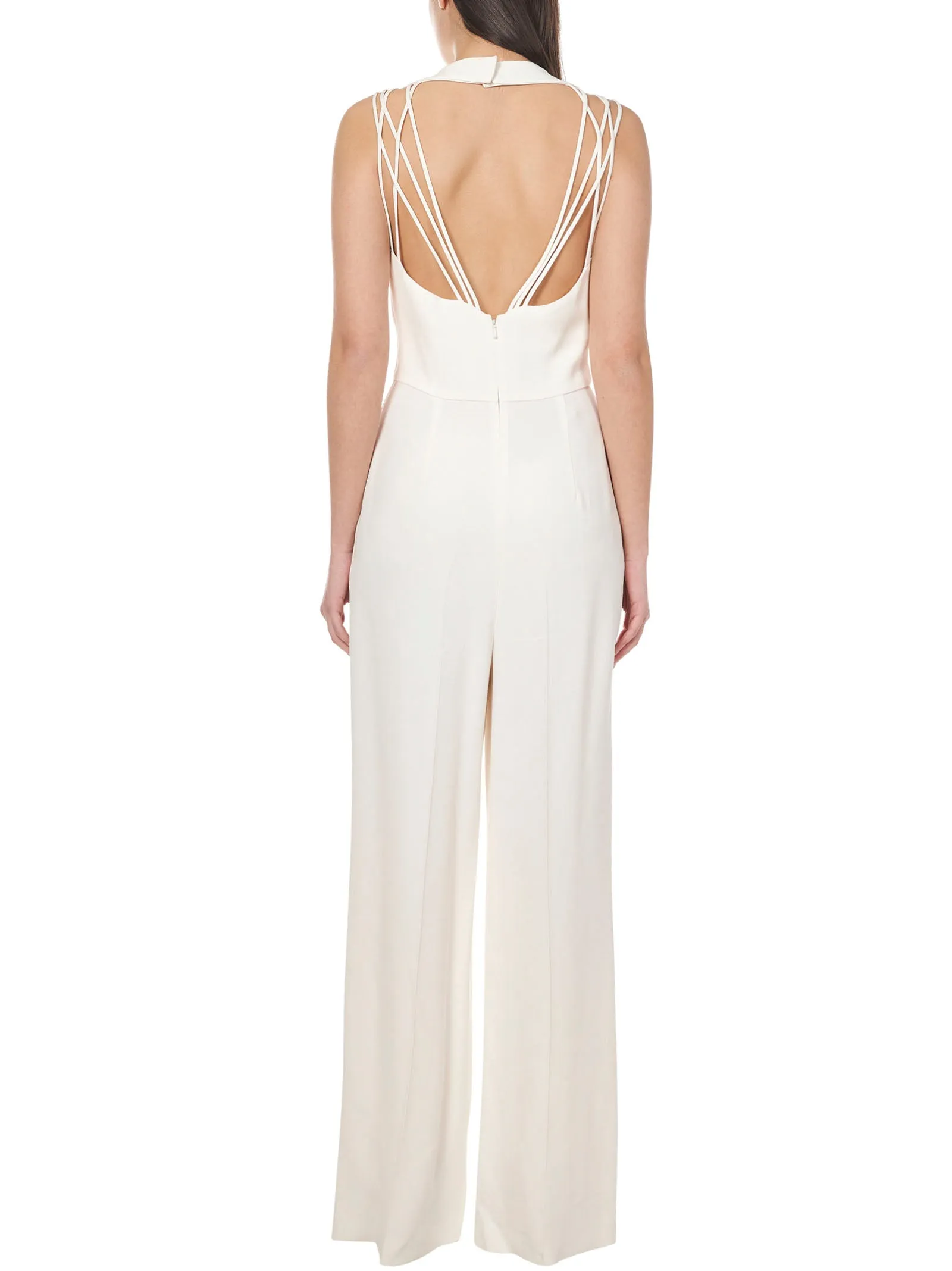 Alberta Ferretti Plunging-Neck Wide Leg Jumpsuit