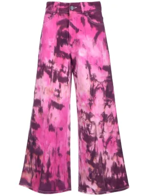AMI Tie-Dye High Waisted Wide Leg Jeans