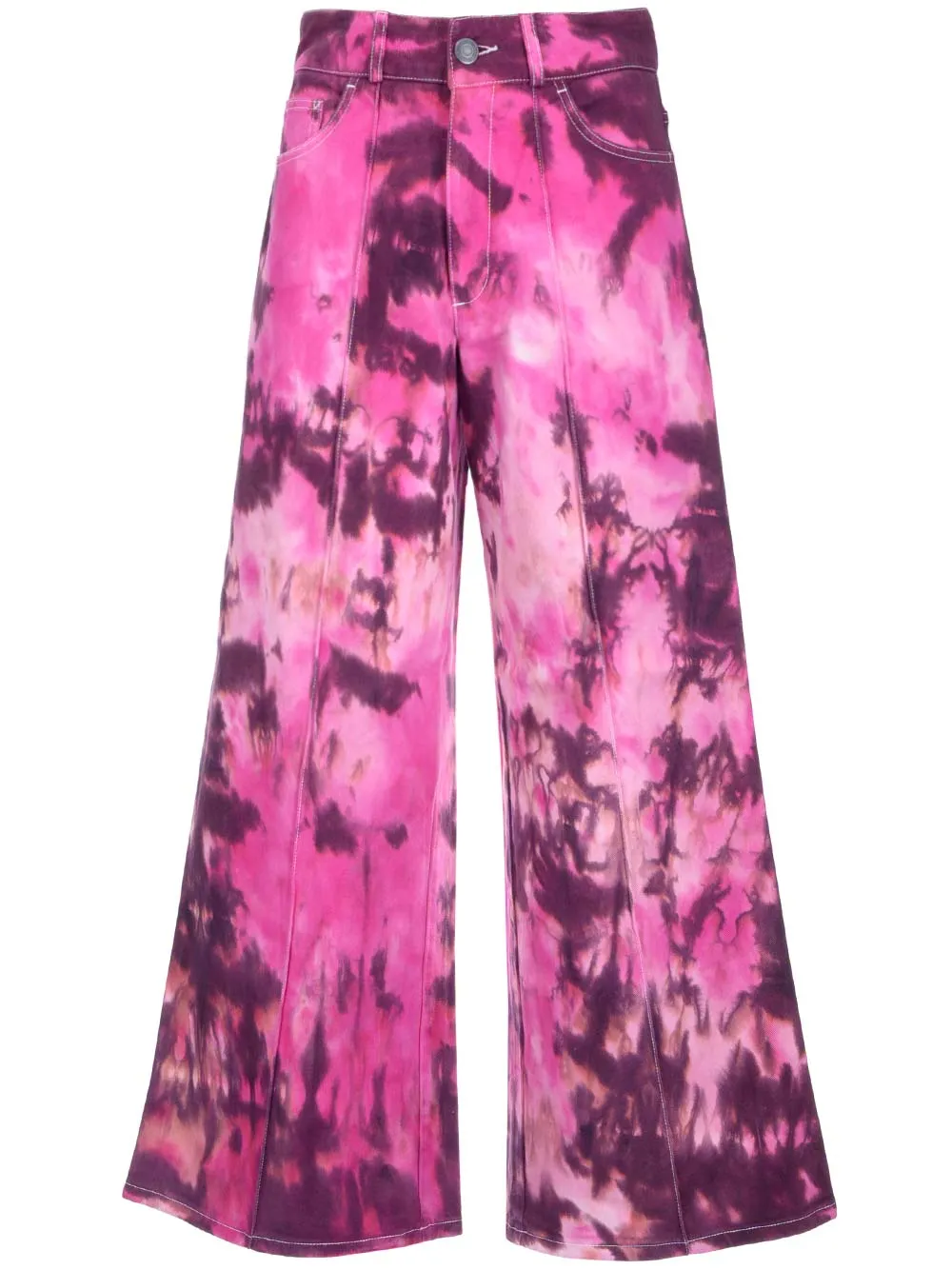 AMI Tie-Dye High Waisted Wide Leg Jeans
