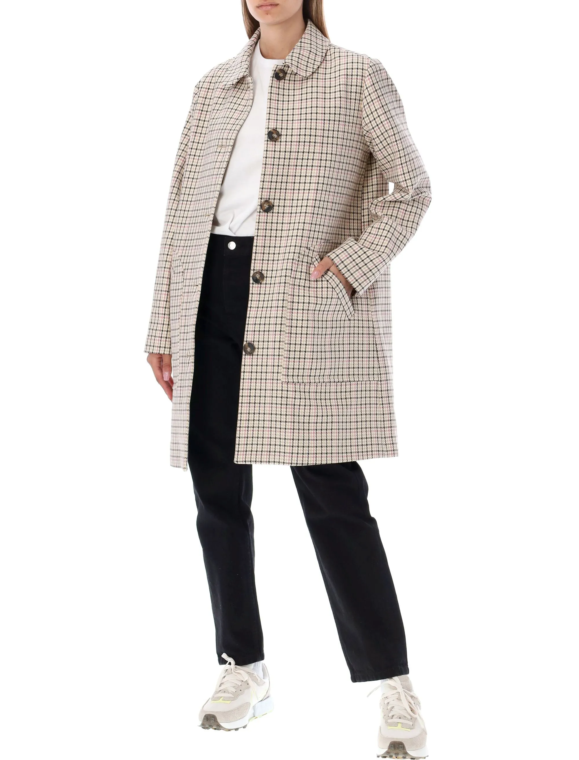 A.P.C. Check Patterned Buttoned Coat