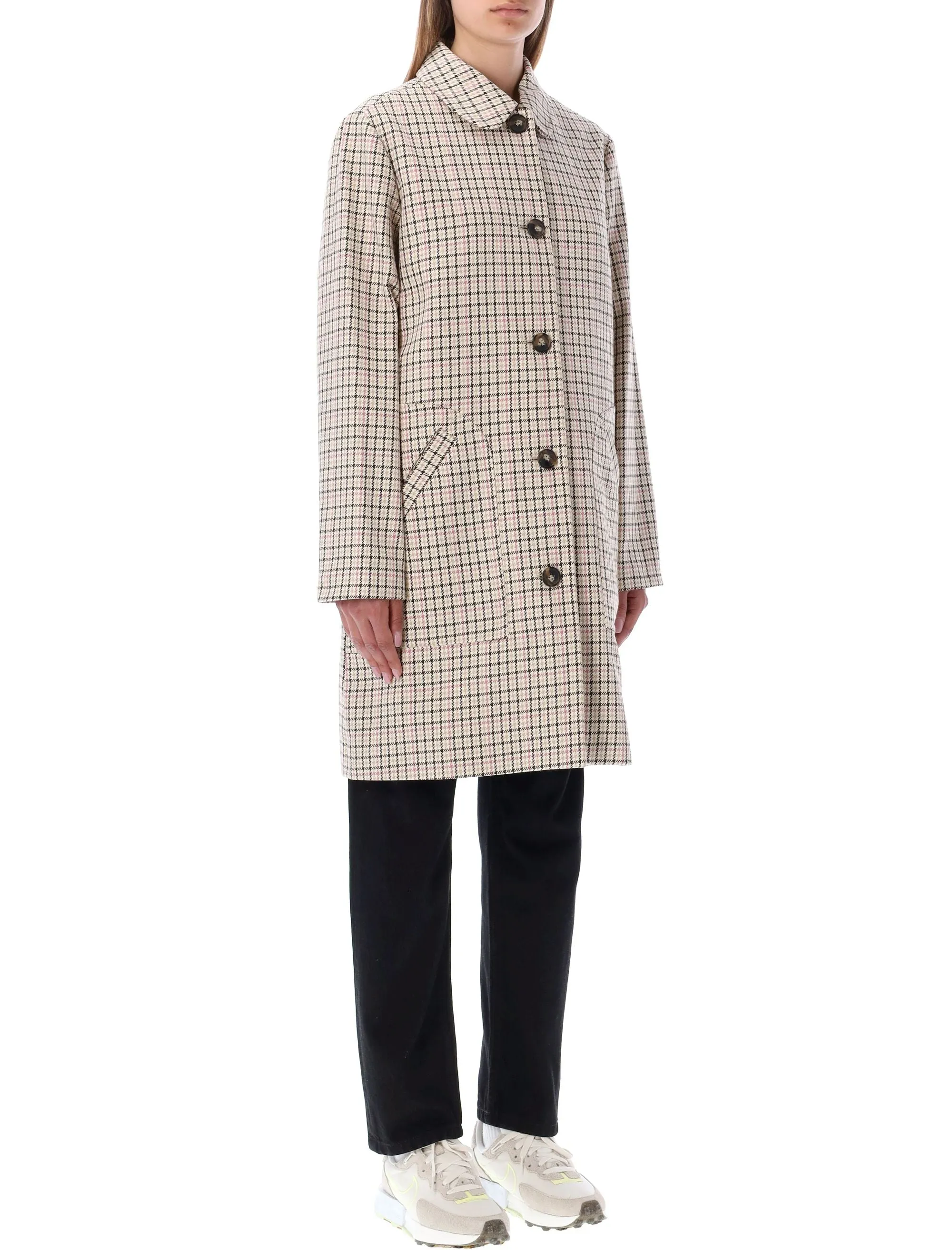 A.P.C. Check Patterned Buttoned Coat
