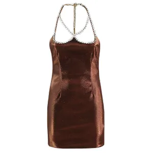 Area Embellished Halterneck Mini Dress