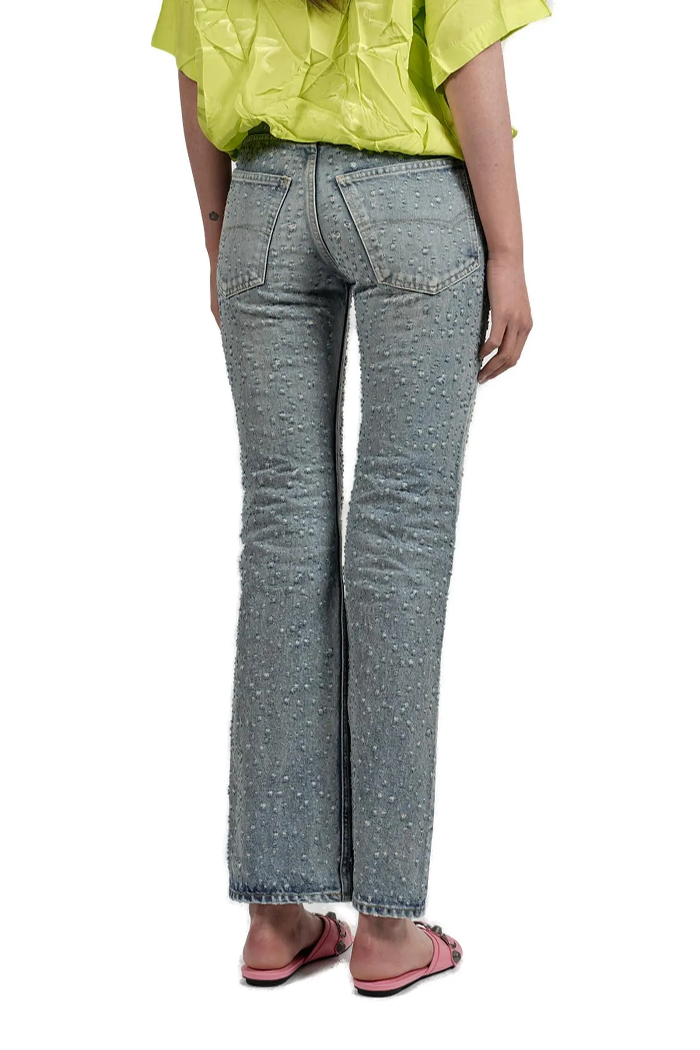 Balenciaga All-Over Hole Detailed Low Waist Jeans