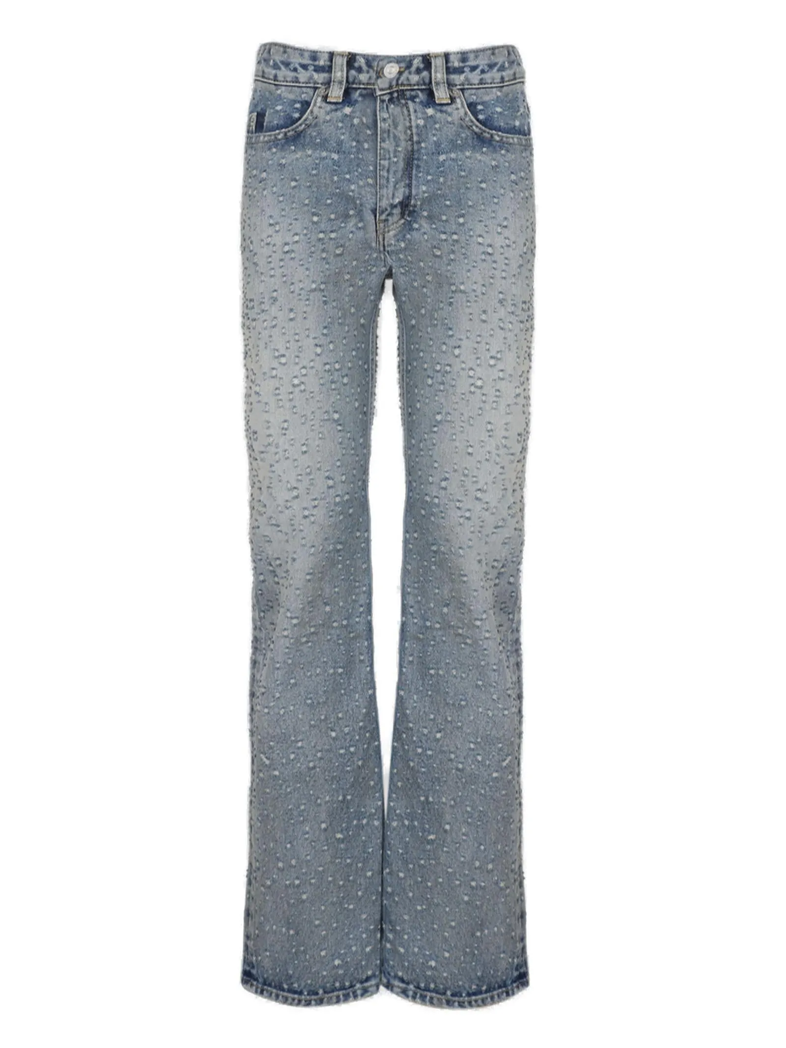 Balenciaga All-Over Hole Detailed Low Waist Jeans