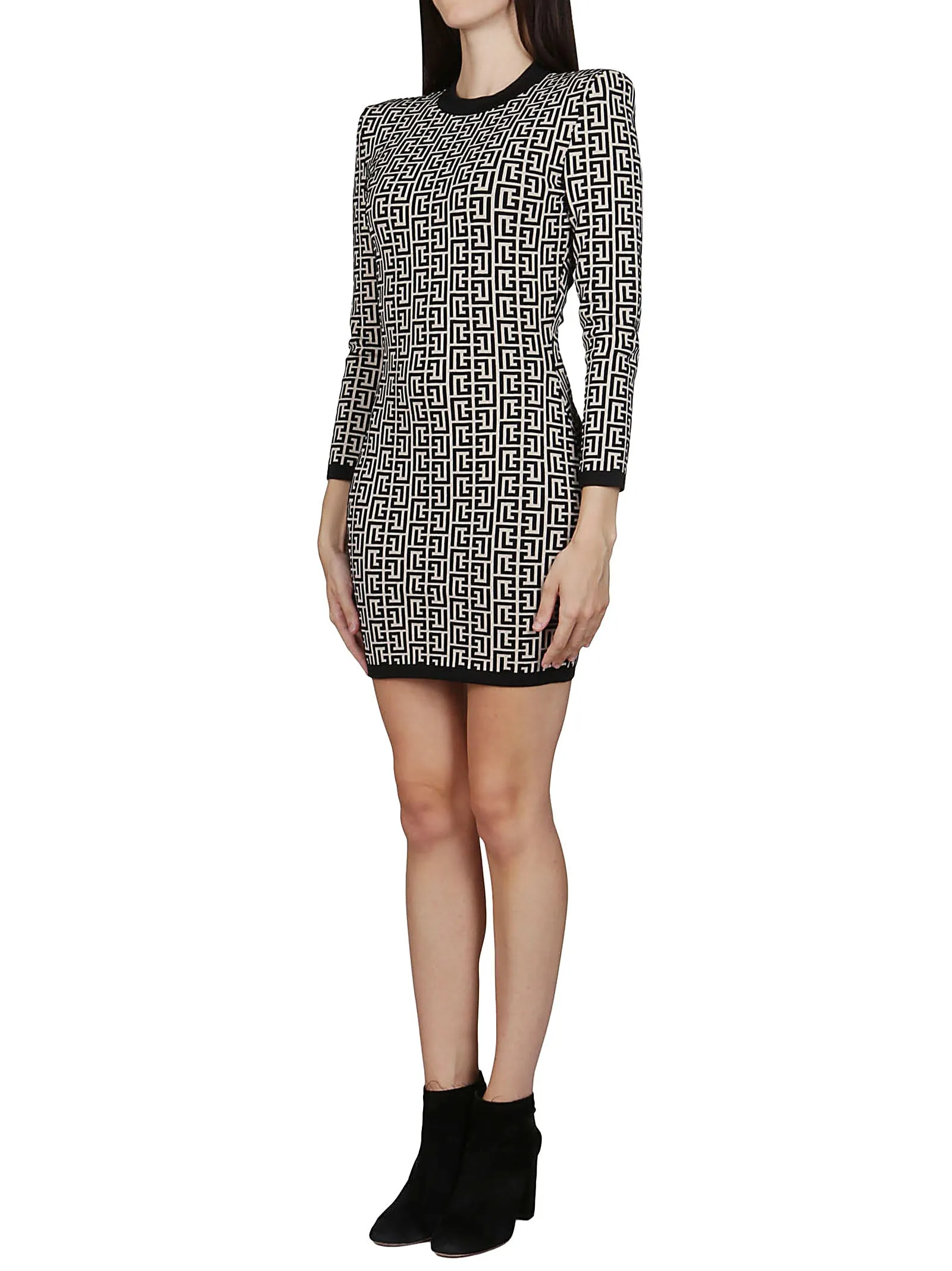 Balmain Motif Jacquard Knit Dress