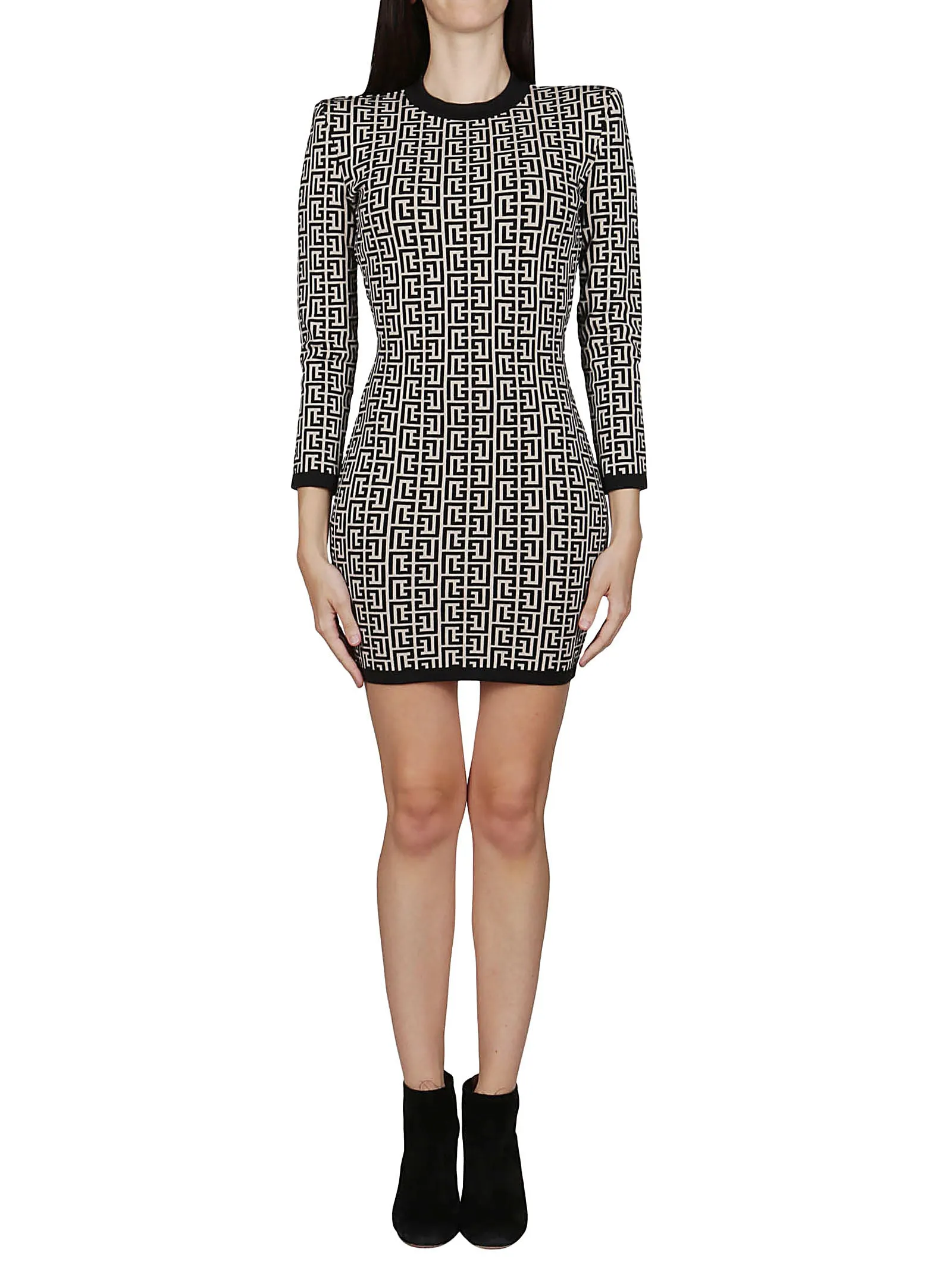 Balmain Motif Jacquard Knit Dress