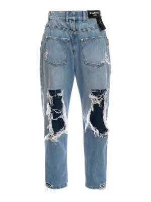 Balmain Ripped Tapered Jeans
