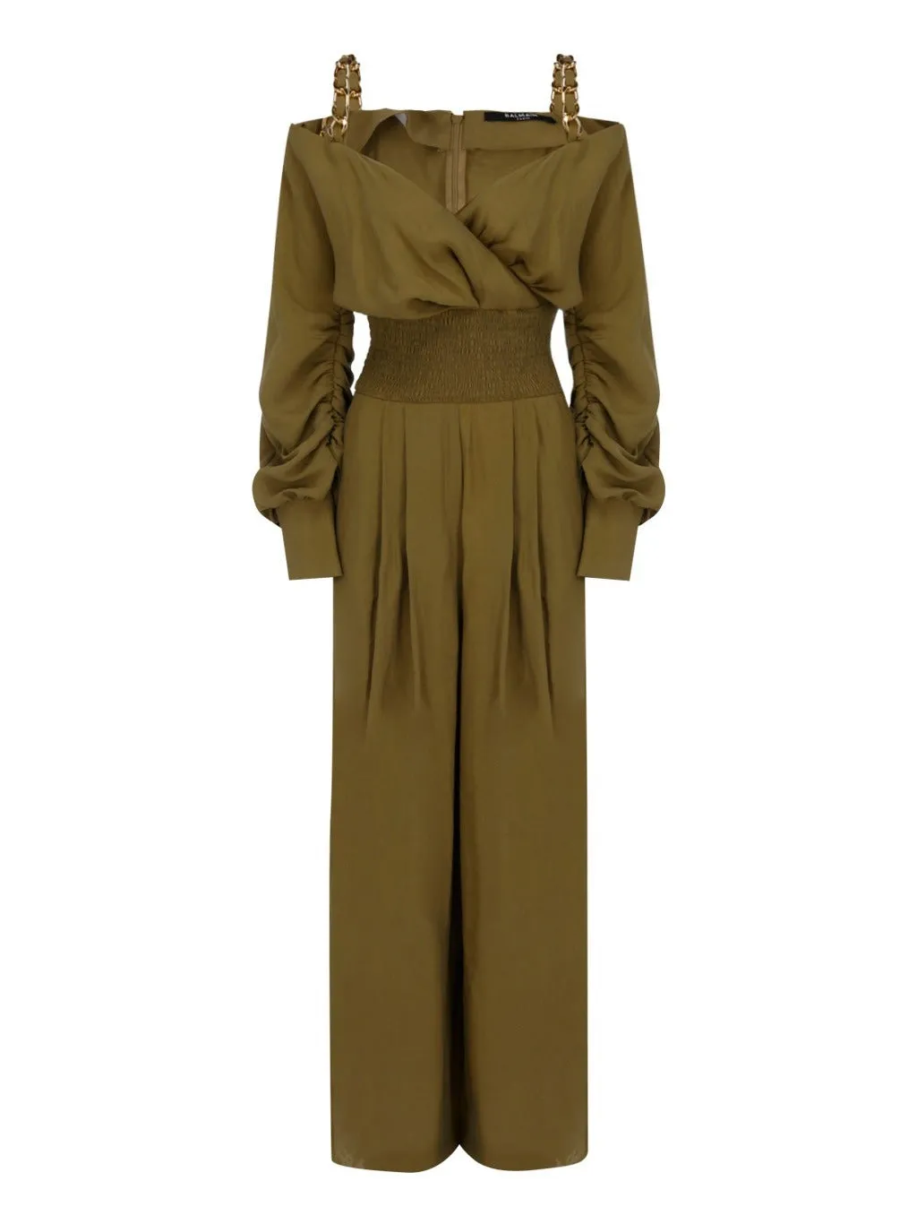 Balmain Ruched V-Neck Jumpsuit