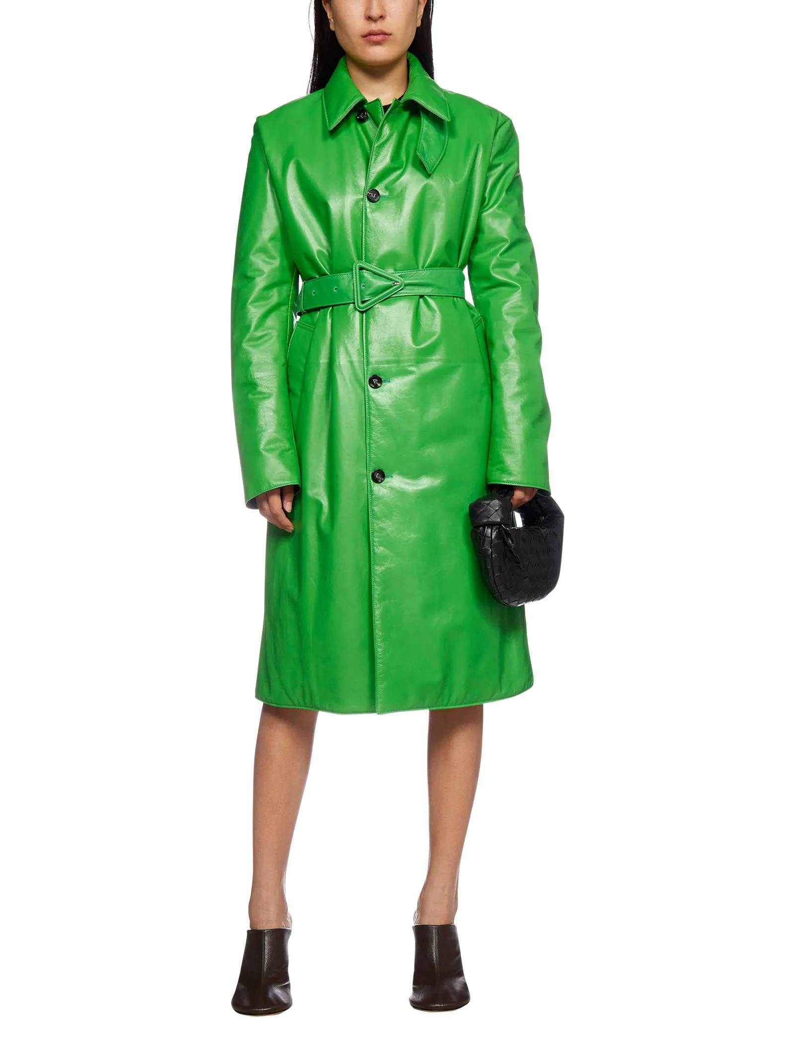 Bottega Veneta Belted Leather Coat