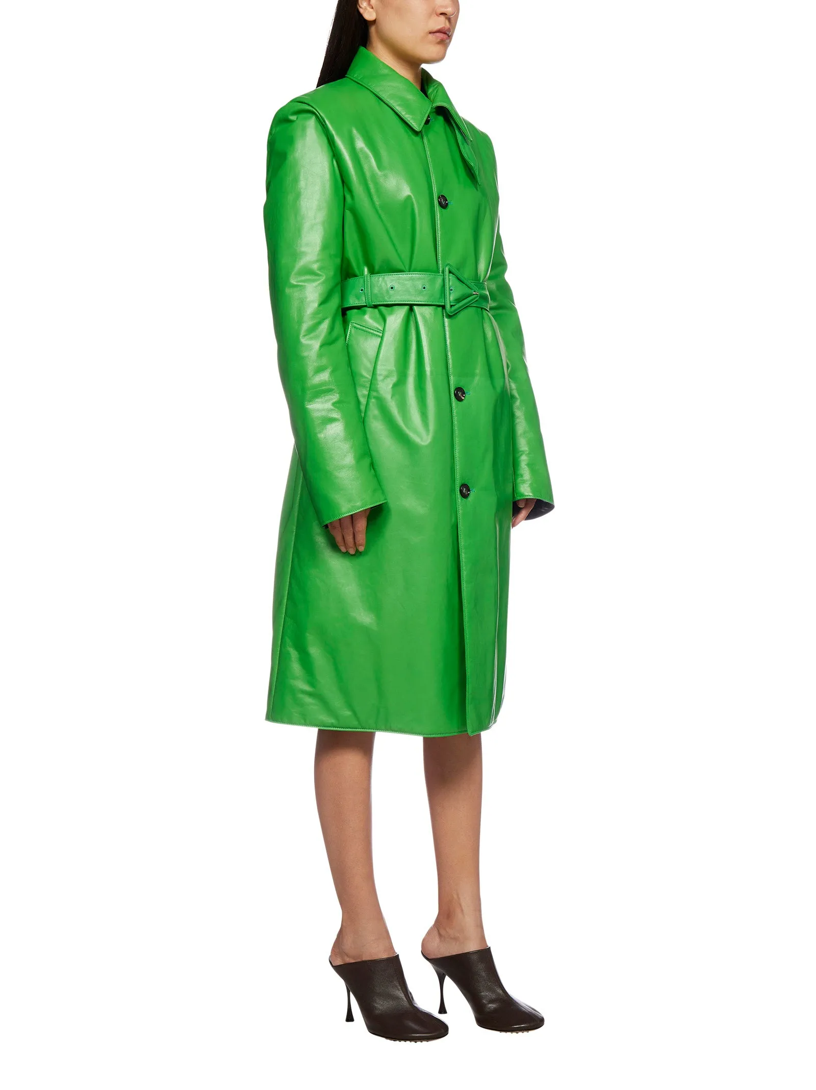 Bottega Veneta Belted Leather Coat