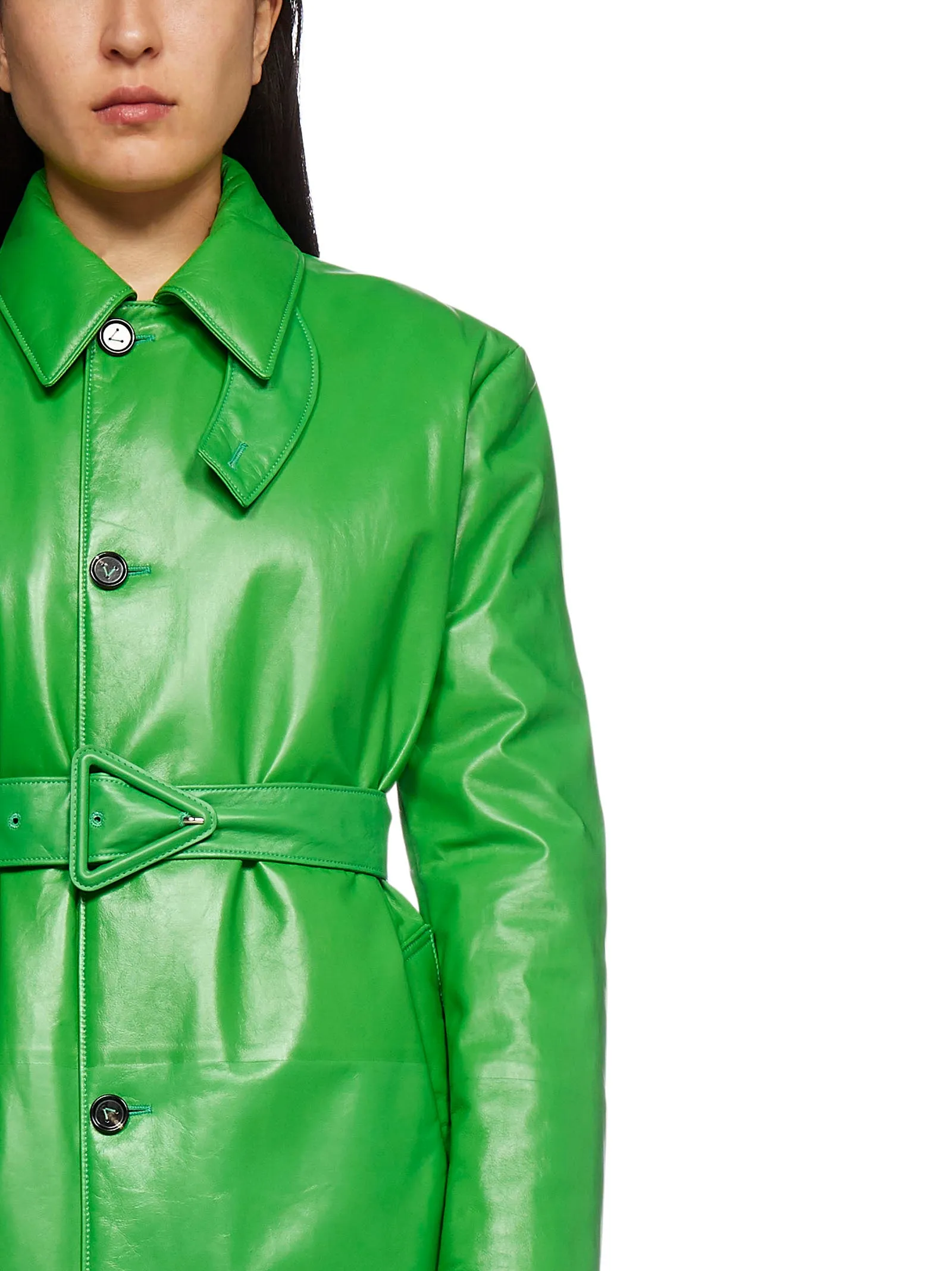 Bottega Veneta Belted Leather Coat