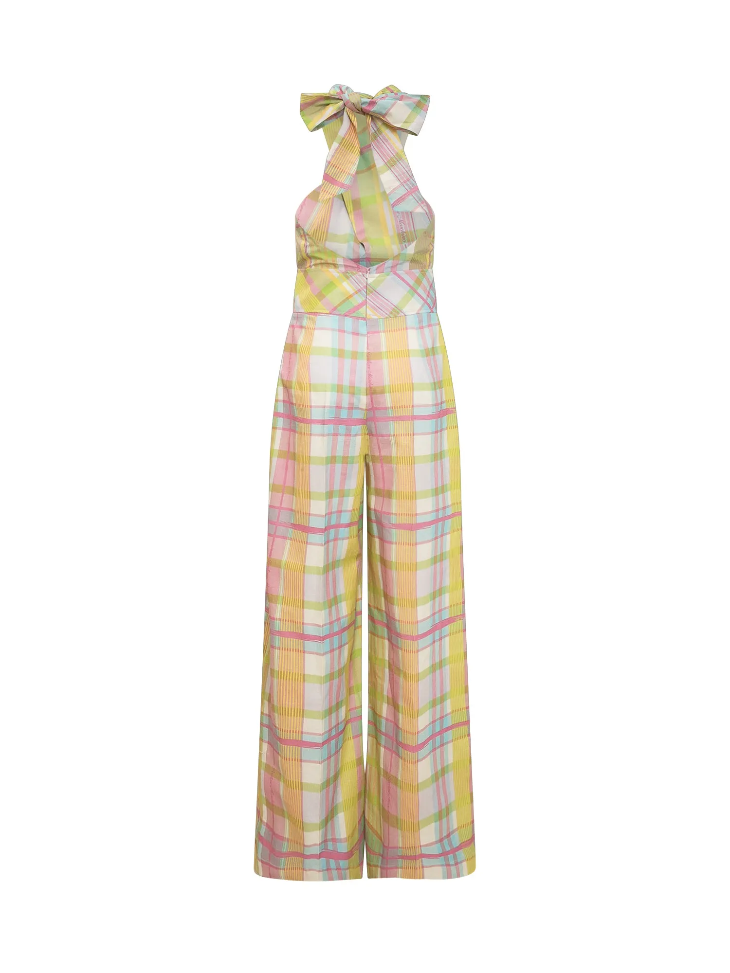 Boutique Moschino Bow Detailed Checked Jumpsuit