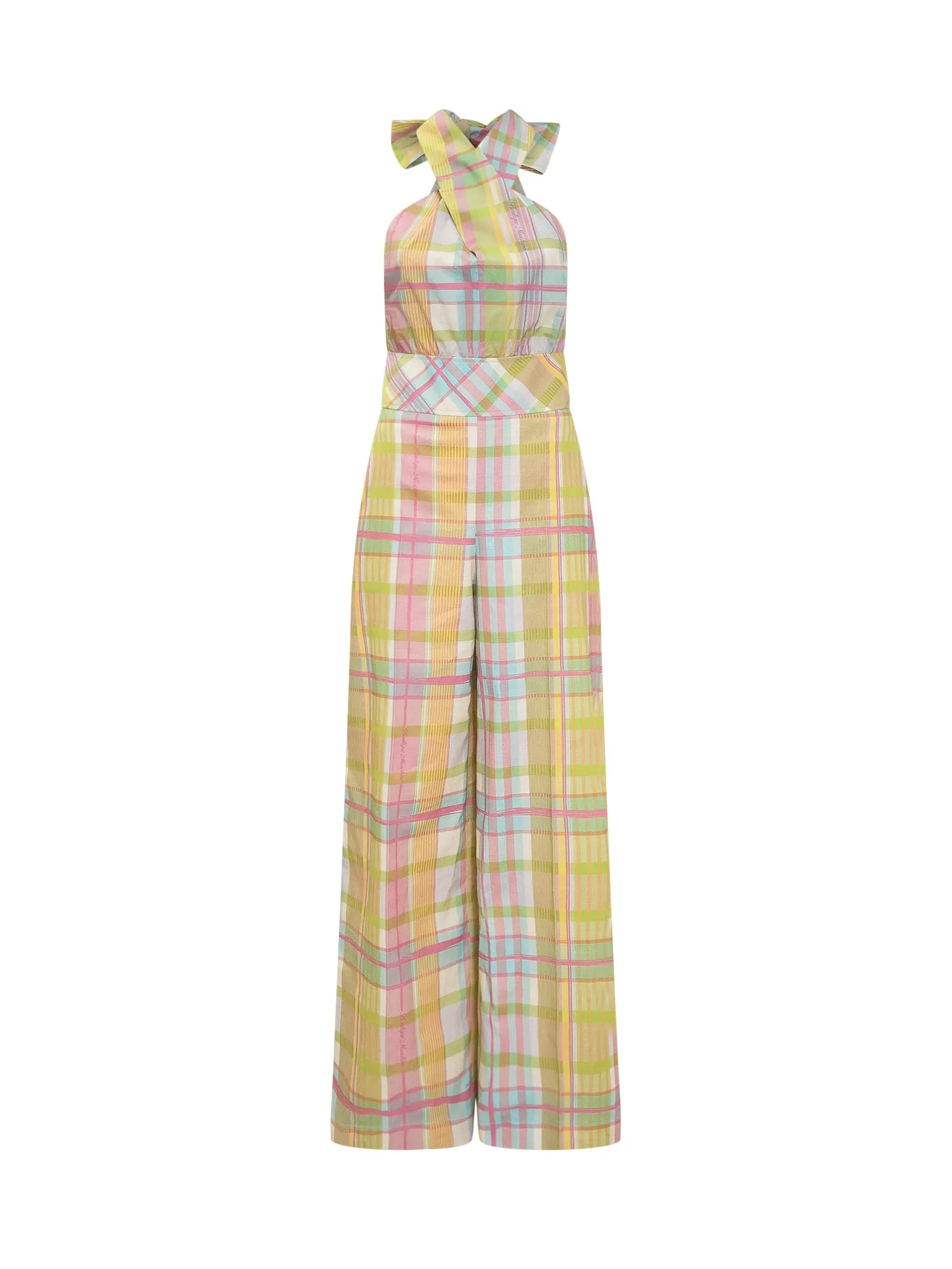 Boutique Moschino Bow Detailed Checked Jumpsuit