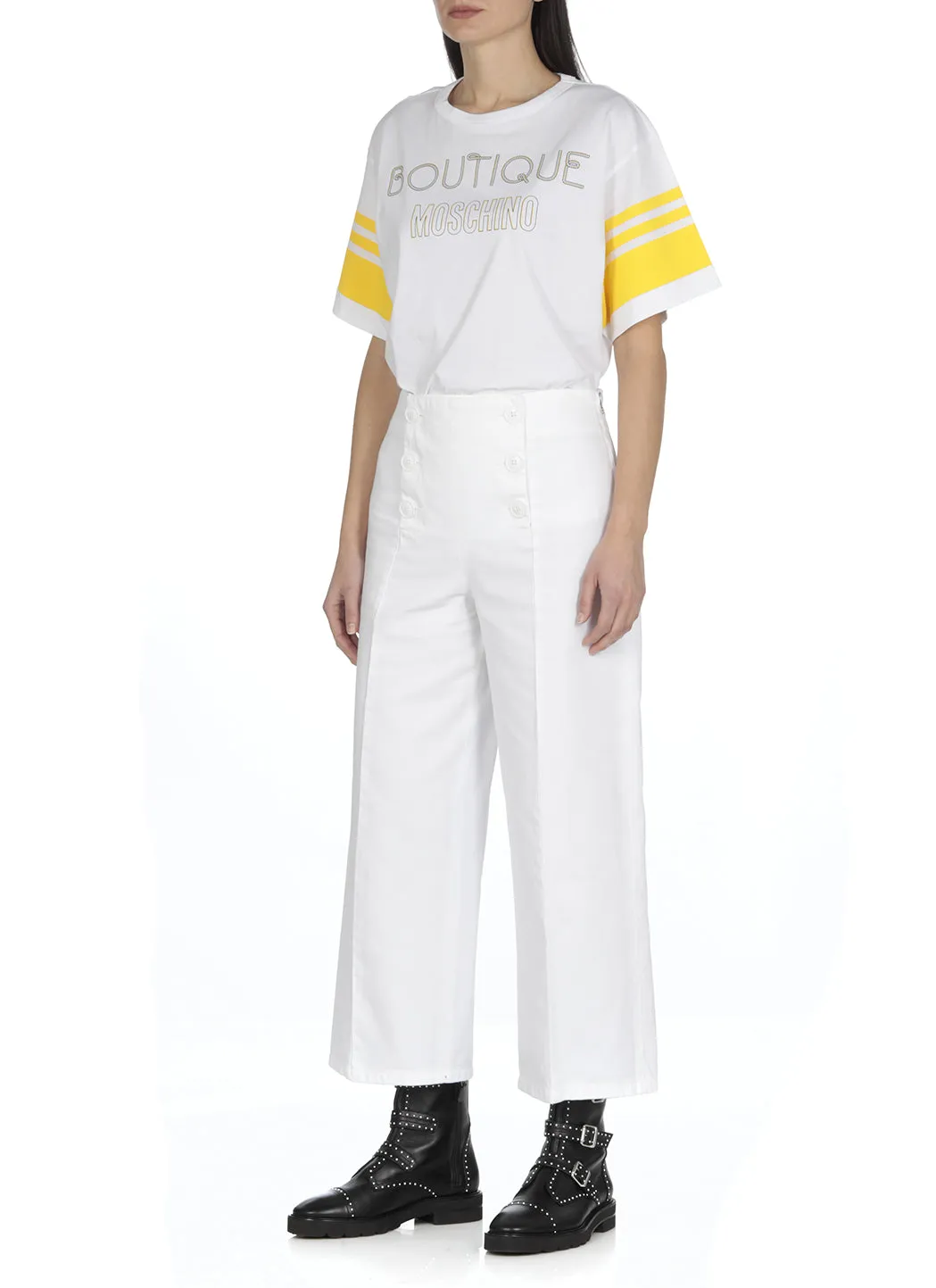 Boutique Moschino High Waist Logo Embroidered Jeans