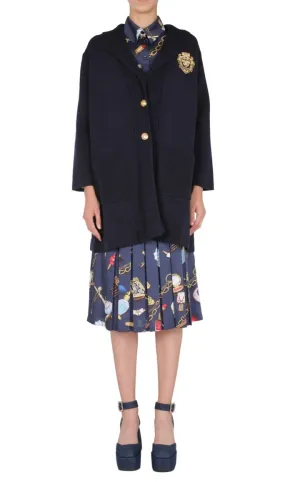 Boutique Moschino Logo Patch Extra-Fine Coat