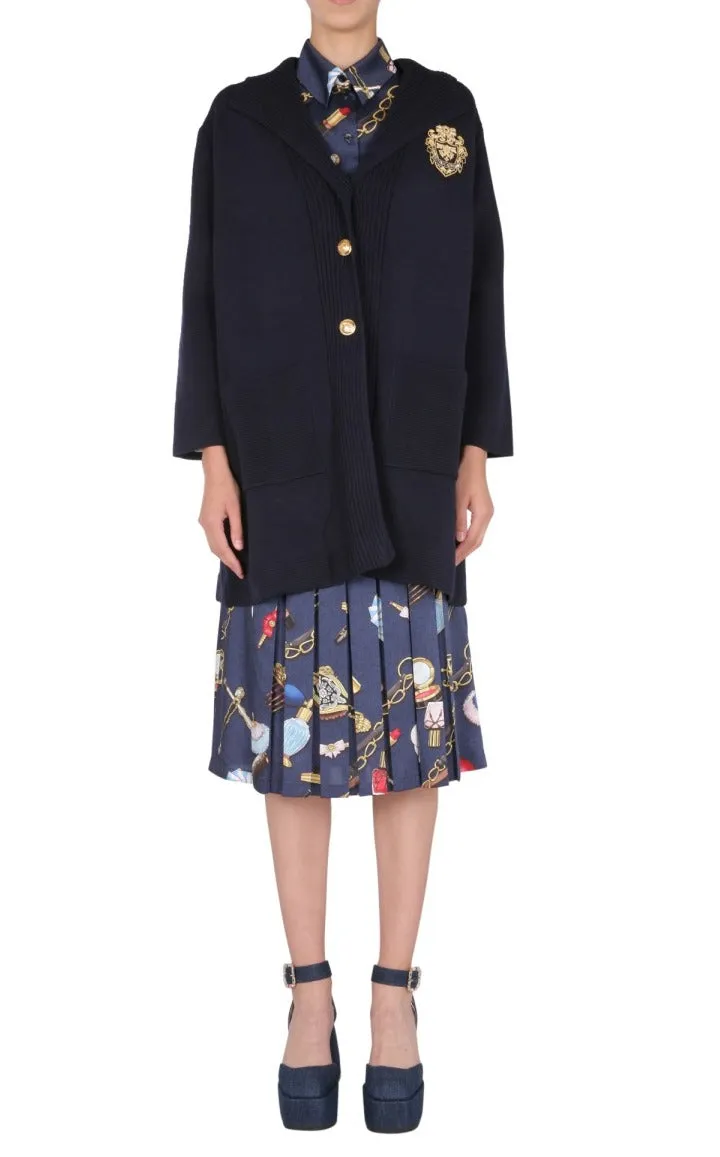 Boutique Moschino Logo Patch Extra-Fine Coat