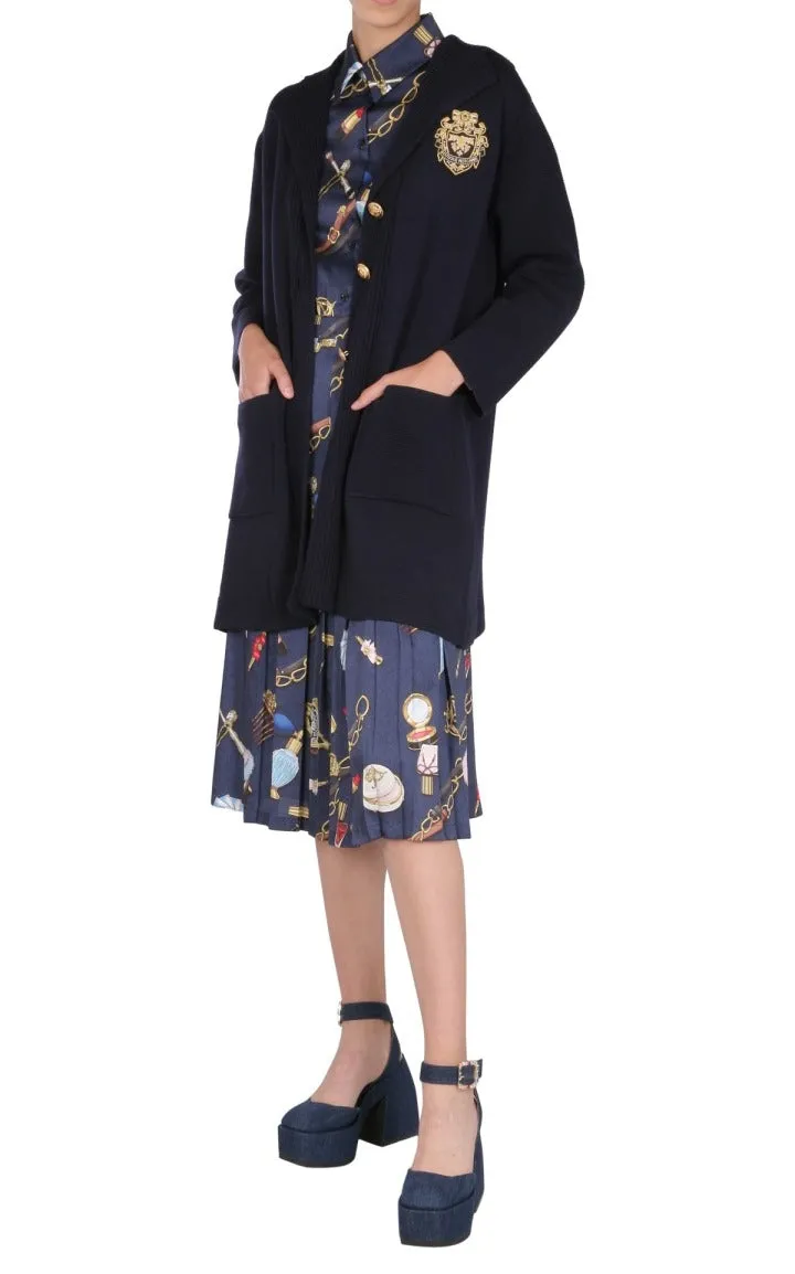 Boutique Moschino Logo Patch Extra-Fine Coat