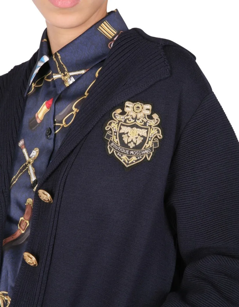 Boutique Moschino Logo Patch Extra-Fine Coat