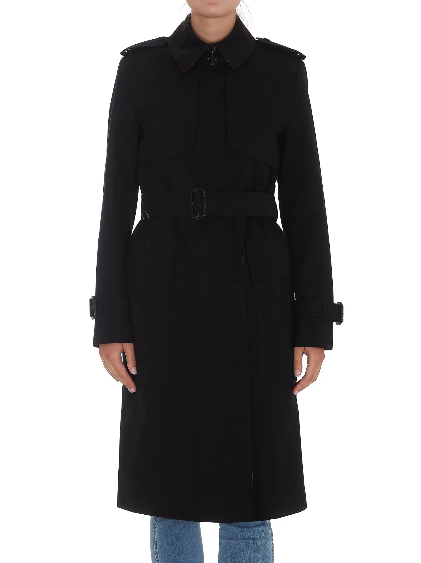 Burberry Buttoned Belted Trench Coat