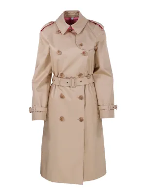 Burberry Contrast Trim Gabardine Trench Coat