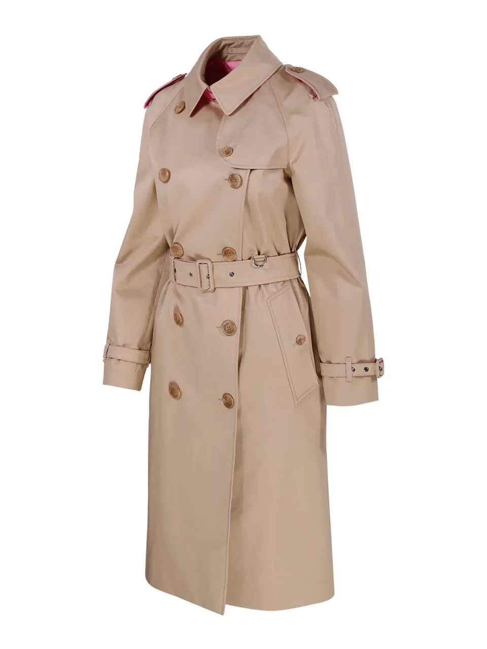 Burberry Contrast Trim Gabardine Trench Coat