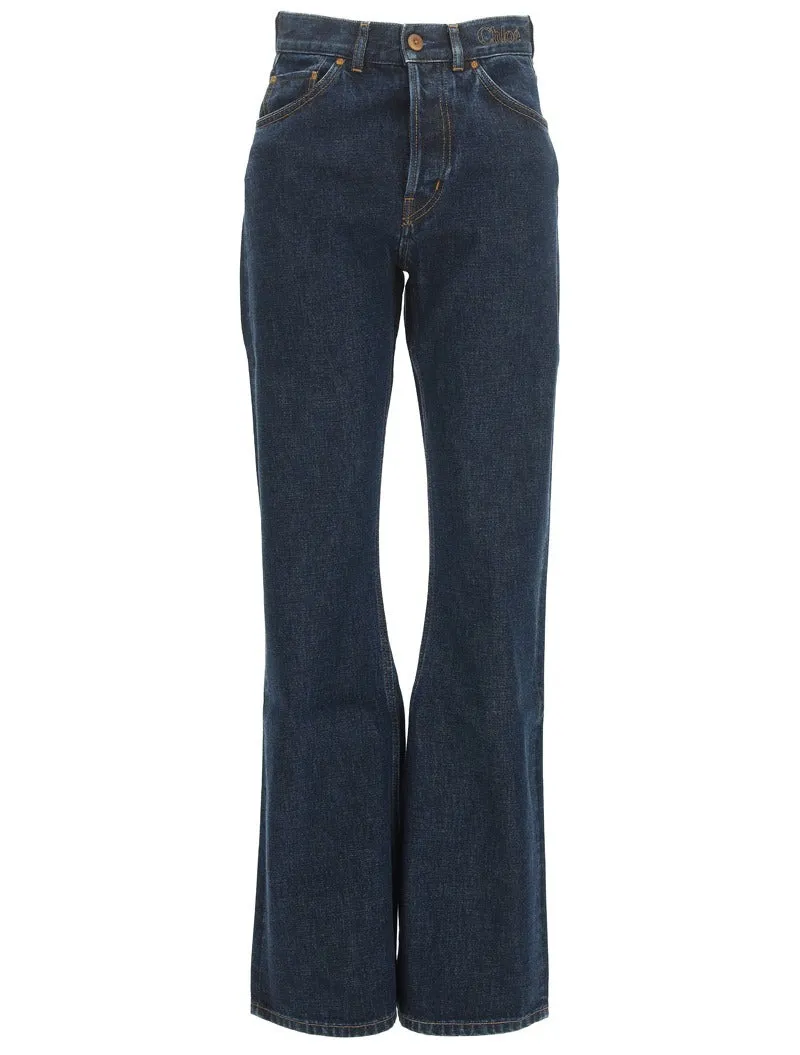 Chlo Logo Embroidered Flared Jeans