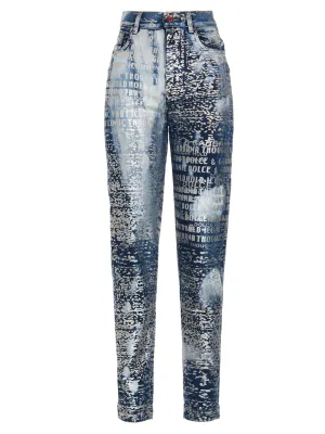 Dolce & Gabbana Allover Logo Printed Jeans