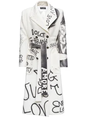 Dolce & Gabbana Logo Graffiti Coat