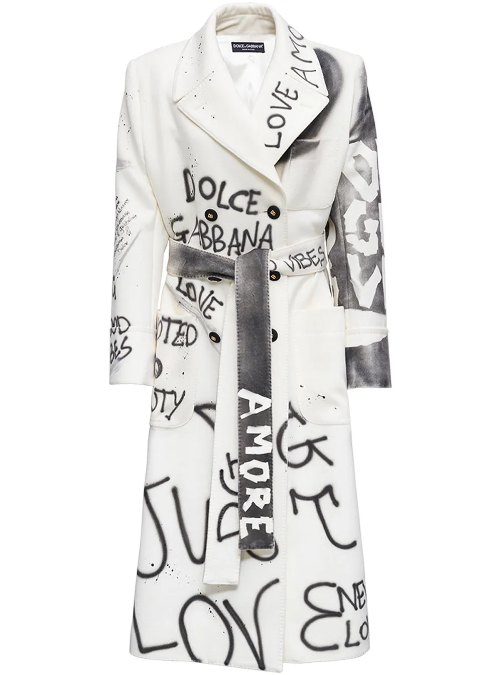 Dolce & Gabbana Logo Graffiti Coat