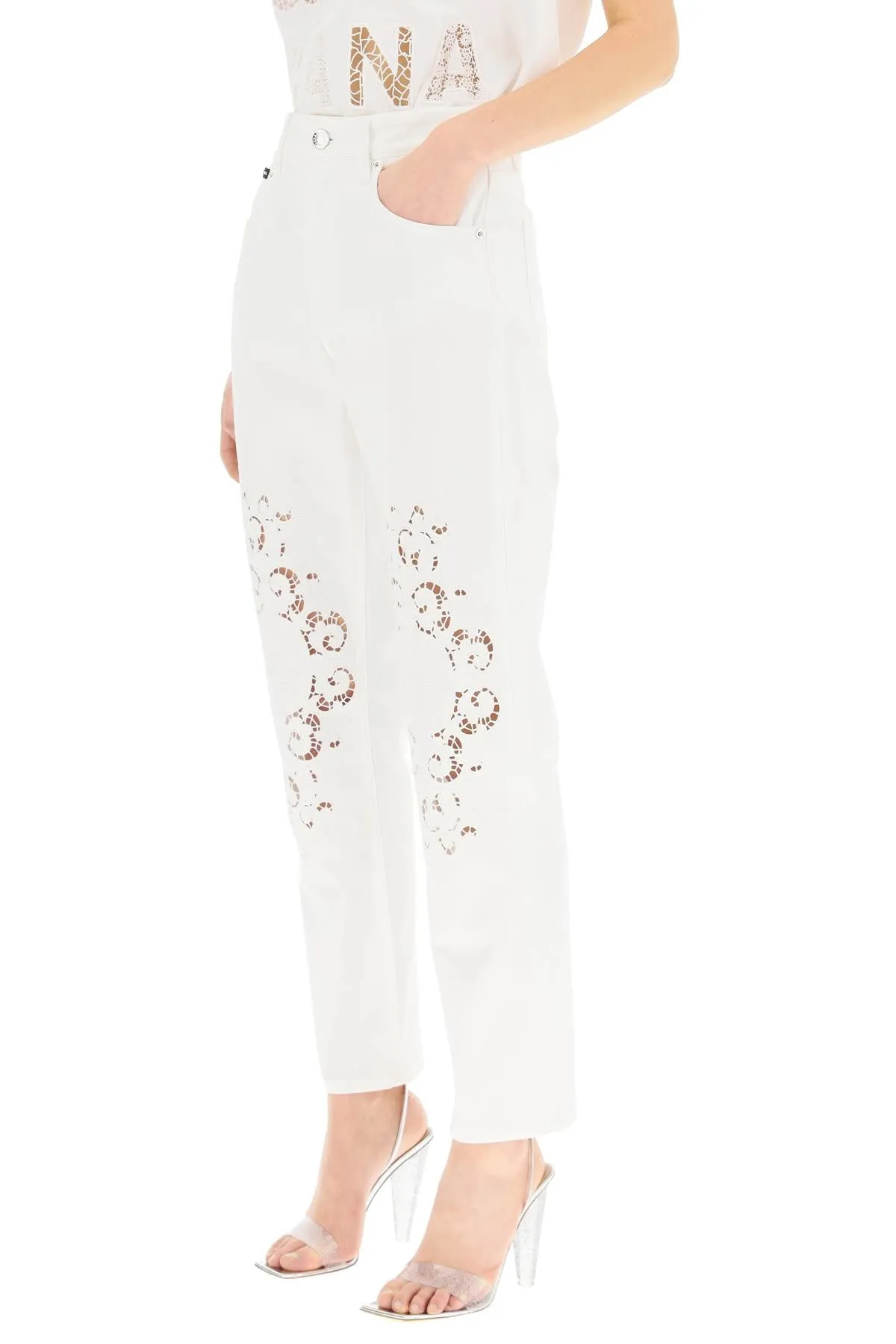 Dolce & Gabbana Openwork Embroidery Jeans
