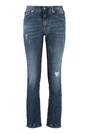 Dolce & Gabbana Tweed Panelled Jeans