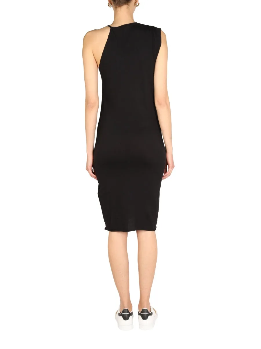 Dsquared2 Asymmetric Shoulder Midi Dress
