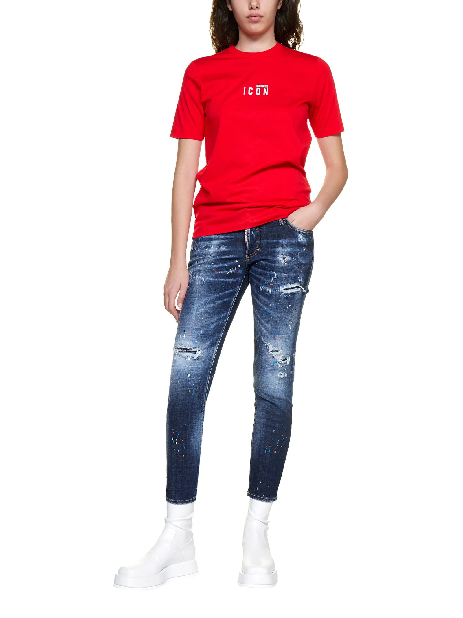 Dsquared2 Jennifer Distressed Cropped Jeans