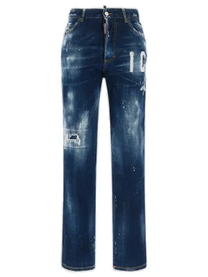 Dsquared2 Logo Print Distressed Jeans