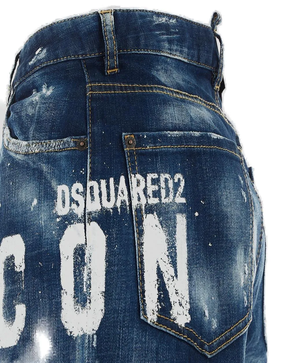 Dsquared2 Logo Print Distressed Jeans