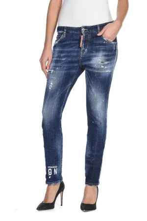 Dsquared2 Logo Printed Distressed Jeans