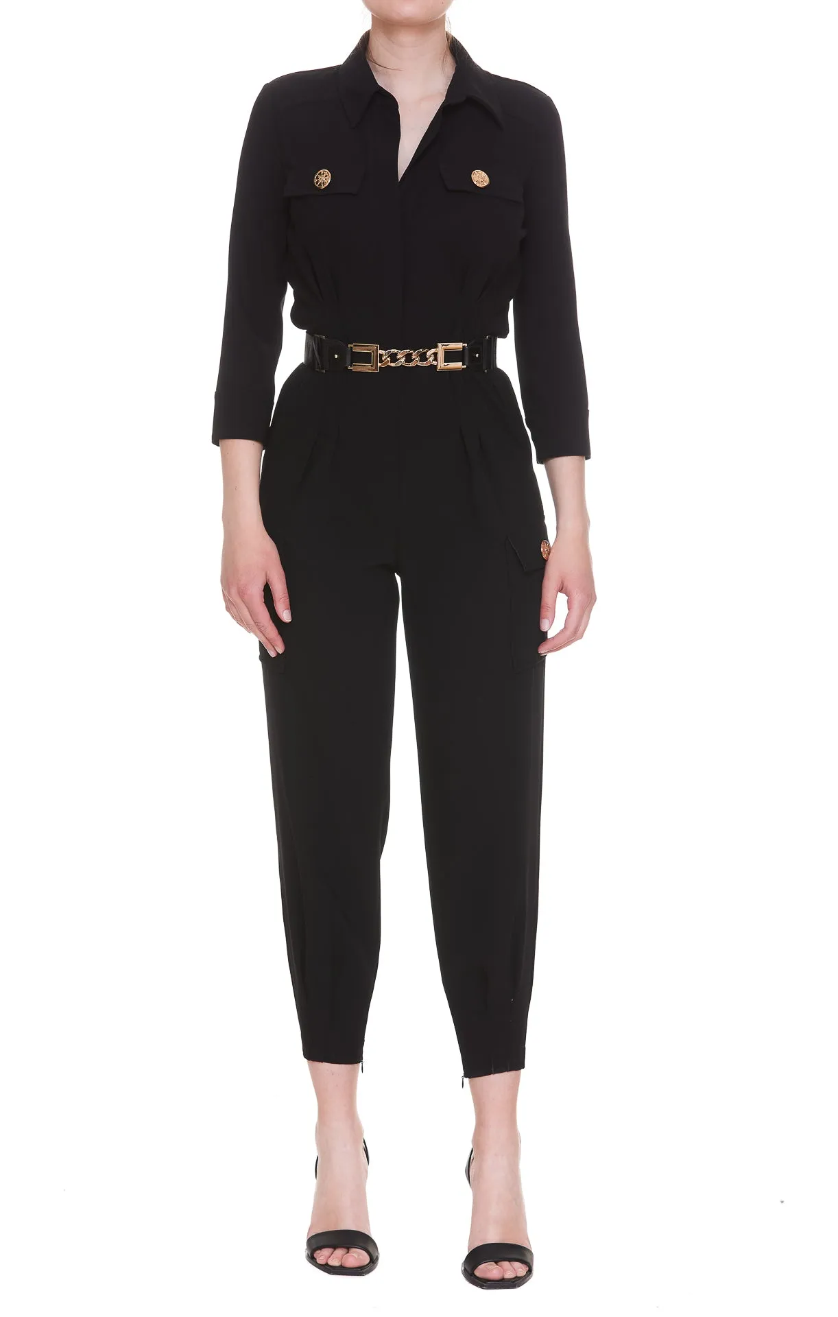 Elisabetta Franchi Belted Long-Sleeved Jumpsuit