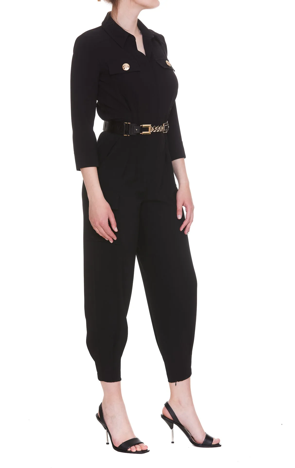 Elisabetta Franchi Belted Long-Sleeved Jumpsuit