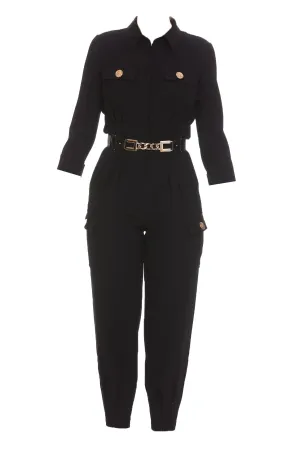 Elisabetta Franchi Belted Long-Sleeved Jumpsuit