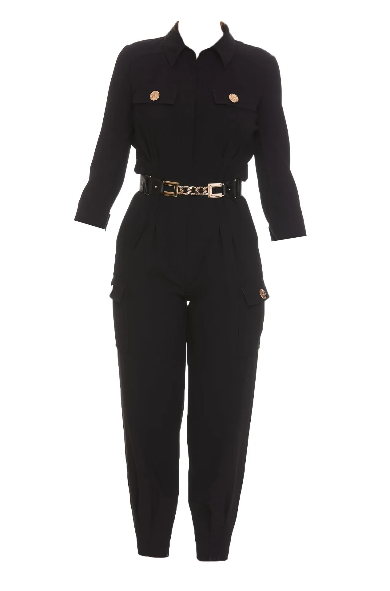 Elisabetta Franchi Belted Long-Sleeved Jumpsuit