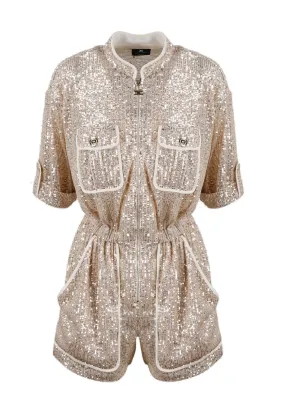 Elisabetta Franchi Sequinned Buttoned Jumpsuit