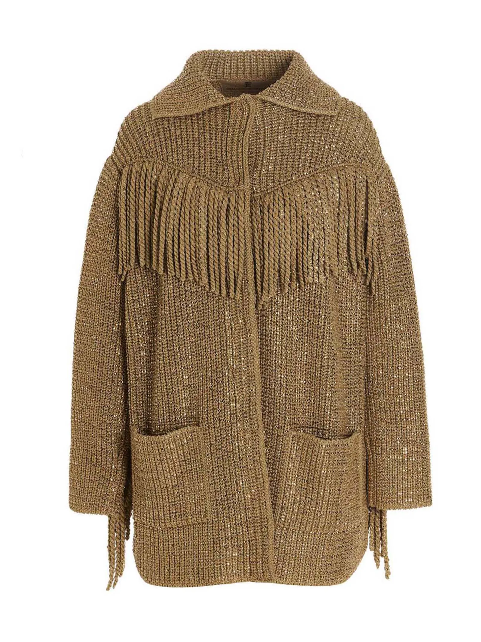 Ermanno Scervino Fringed Metallic-Detailed Card-Coat